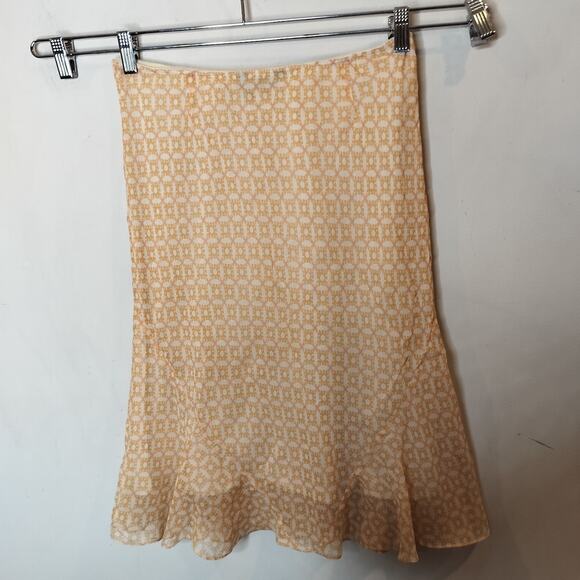 Express Silk Chiffon Floral Skirt Pull On Flounce Flowy Peach - Picture 8 of 9